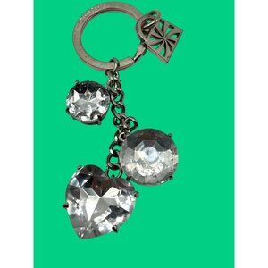 Purse Candy Charm Keychain Silver-Tone With Heart & Round Pendants